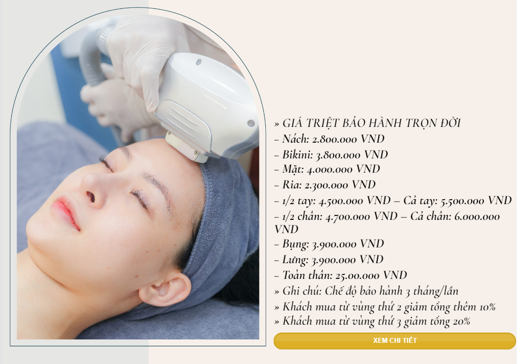 Bảng giá triệt lông tại Sorellabeauty Spa